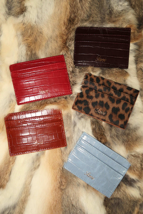 Card Holder in Croc Espresso