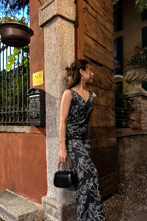 Del Mar Long Dress in Como Black