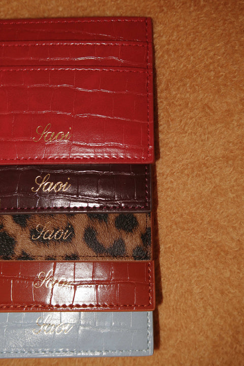 Card Holder in Croc Espresso