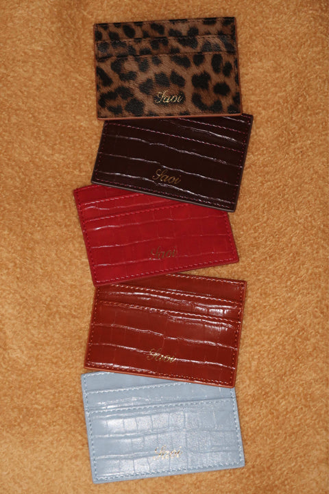 Card Holder in Croc Espresso