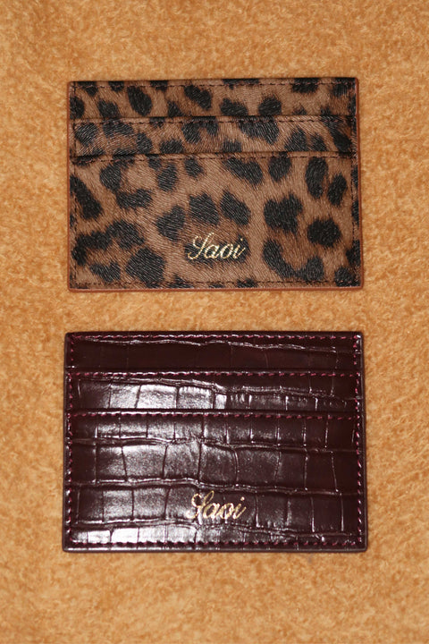 Card Holder in Croc Espresso