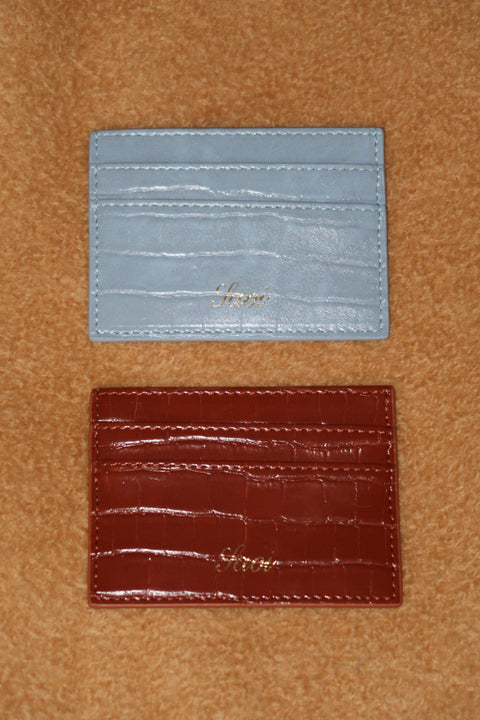 Card Holder in Croc Caramel
