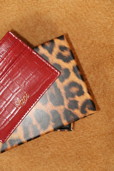 Card Holder in Croc Rogue Red