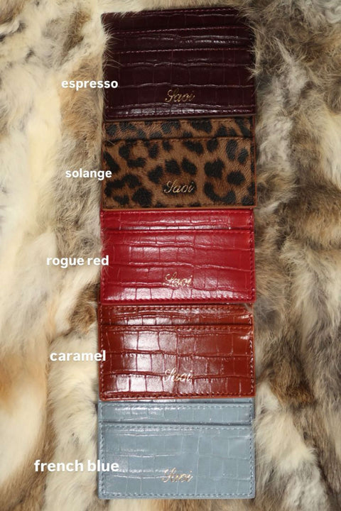 Card Holder in Croc Rogue Red