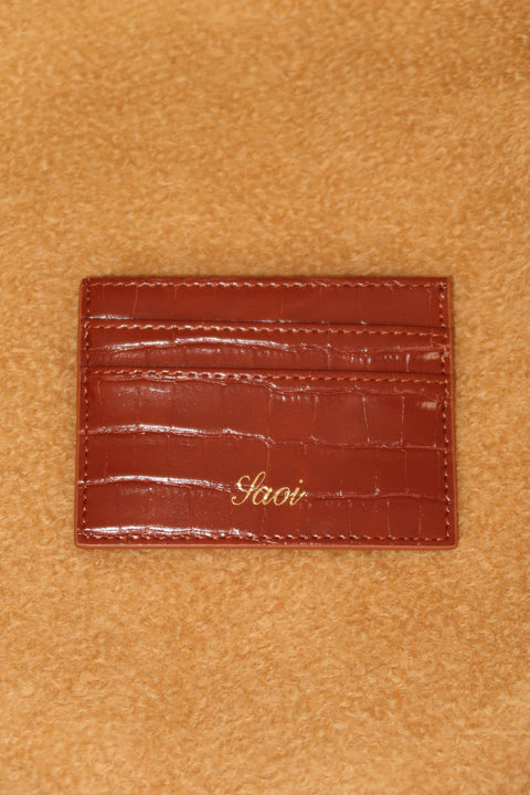 Card Holder in Croc Caramel