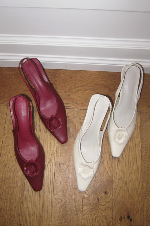 Amelie Slingback Heels in Creme