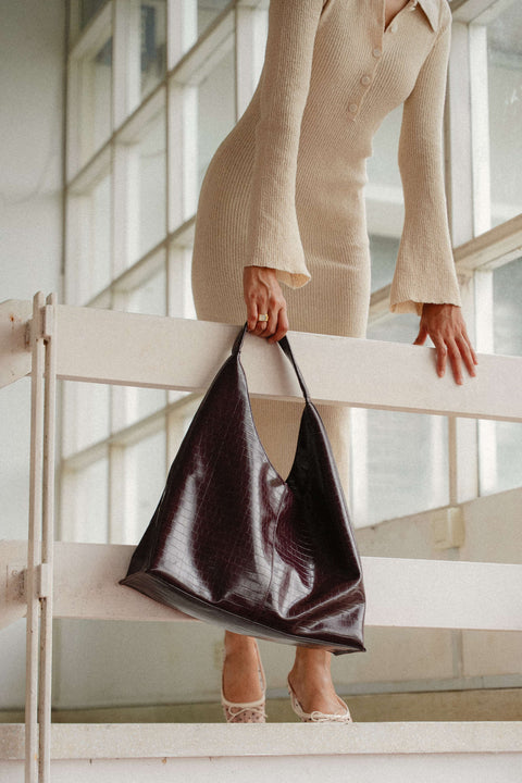 Carrie Bag in Croco Burgundy
