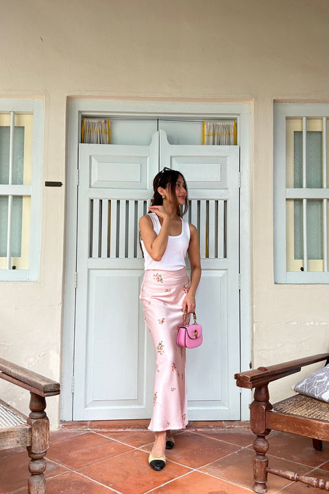 Fiore Maxi Skirt in Frangipani Pink