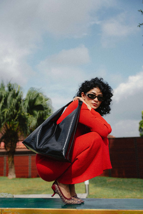 Carrie Bag in Croco Black