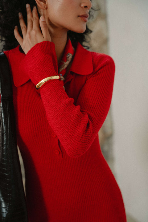 Melrose Knit Dress in Rouge Red