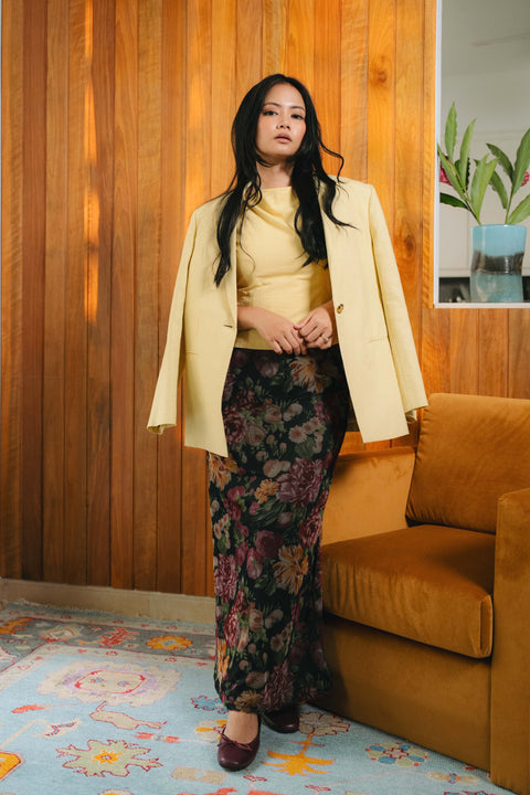 Mesh Skirt in Midnight Blossom