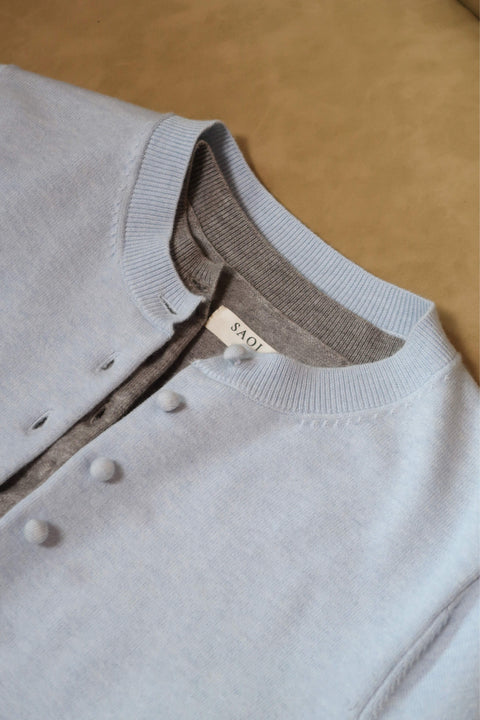 90s Short Sleeve Cardigan in Baby Blue