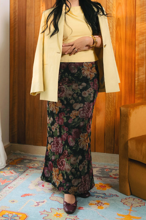 Mesh Skirt in Midnight Blossom