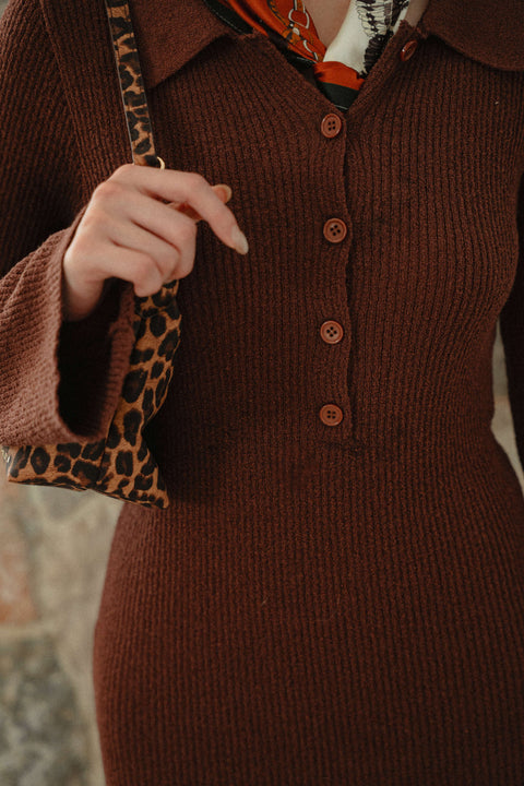 Melrose Knit Dress in Cocoa Bean