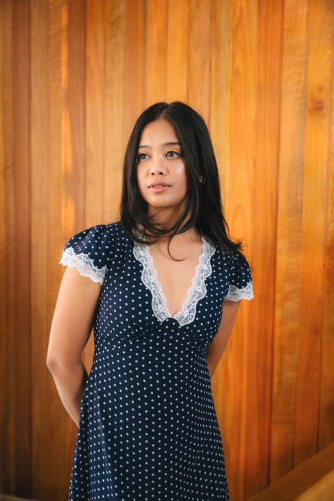 Audrey Long Dress in Midnight Blue