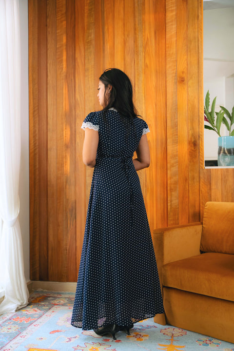 Audrey Long Dress in Midnight Blue