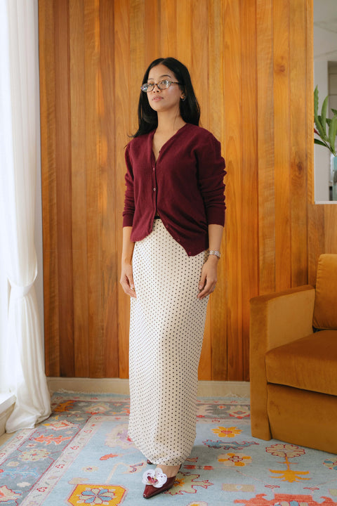 Polka Chiffon Skirt in Coco Creamer