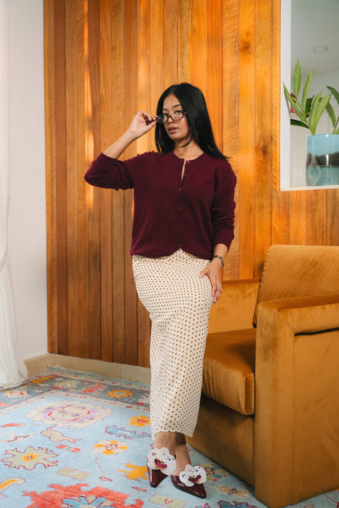 Polka Chiffon Skirt in Coco Creamer