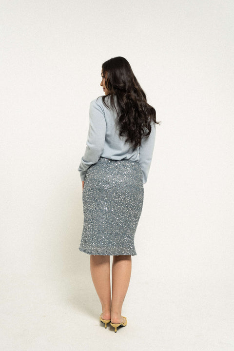 Sequin Skirt in Sicily Blue