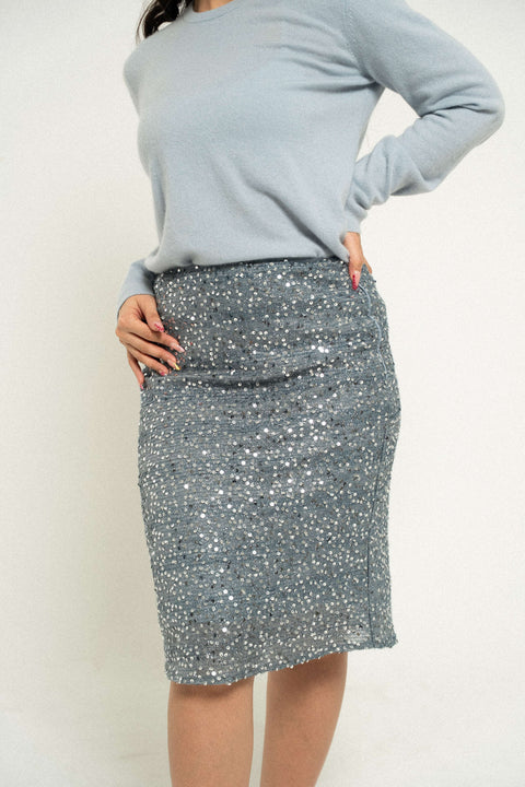 Sequin Skirt in Sicily Blue