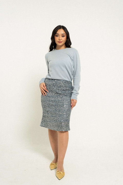 Sequin Skirt in Sicily Blue