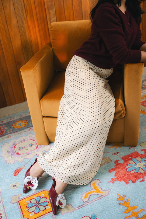 Polka Chiffon Skirt in Coco Creamer