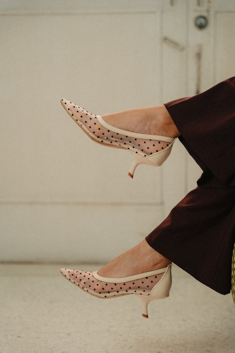 Lucy Mesh Heels in Polka