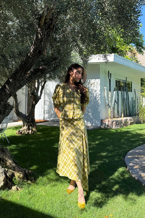 Brandy Maxi Layered Skirt in Cacti Green