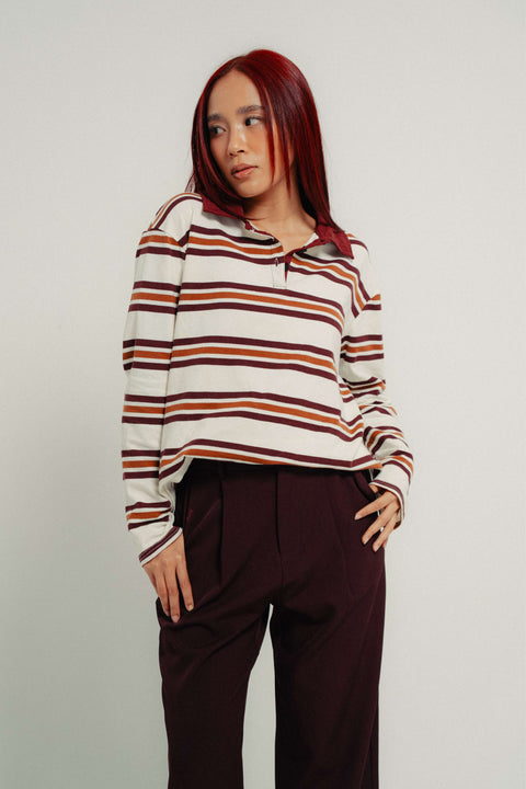 90s Longsleeves Polo in Terracotta