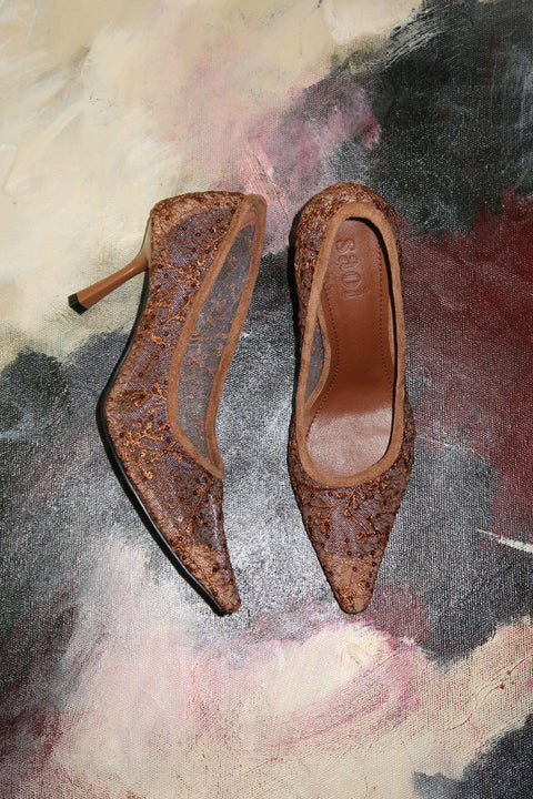 Rama Lace Heels in Golden