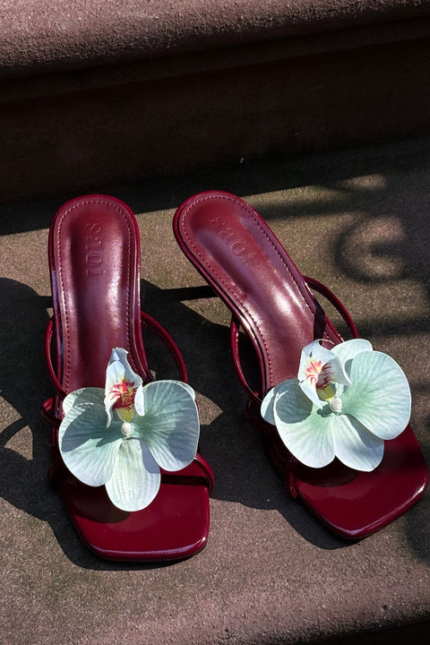 Serena Orchid Heels in Rosewood Burgundy