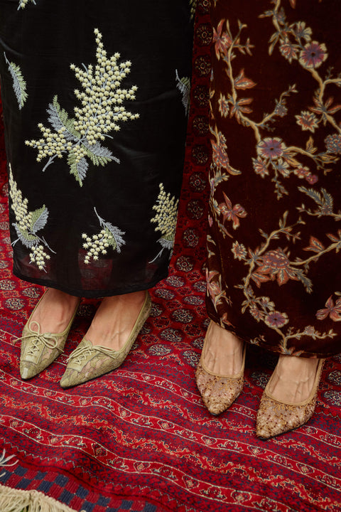 Rama Lace Heels in Golden