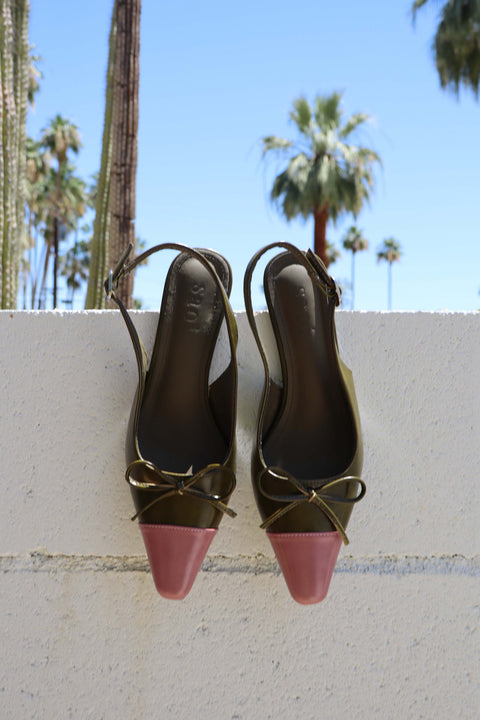 Naomi Slingback Heels in Cadillac Green