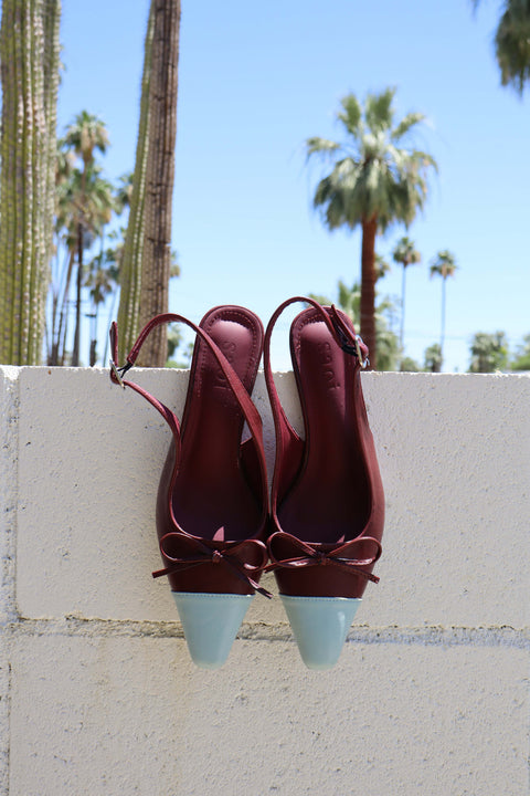 Naomi Slingback Heels in Burgundy