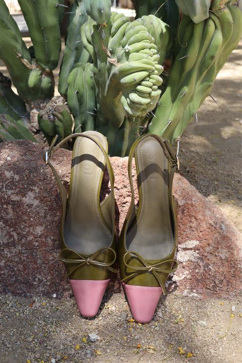 Naomi Slingback Heels in Cadillac Green