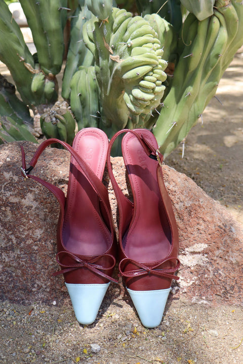 Naomi Slingback Heels in Burgundy