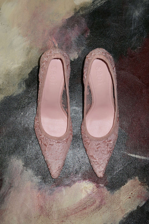 Rama Lace Heels in Pink