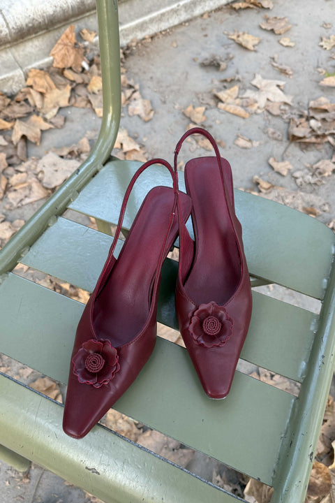 Amelie Slingback Heels in French Red