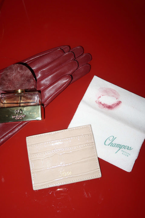 Card Holder in Croc Vanilla