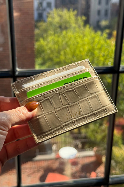 Card Holder in Croc Vanilla