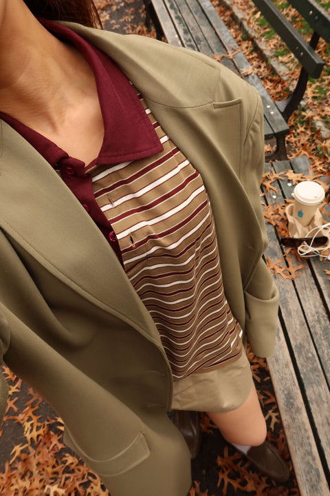 90s Longsleeves Polo in Olive