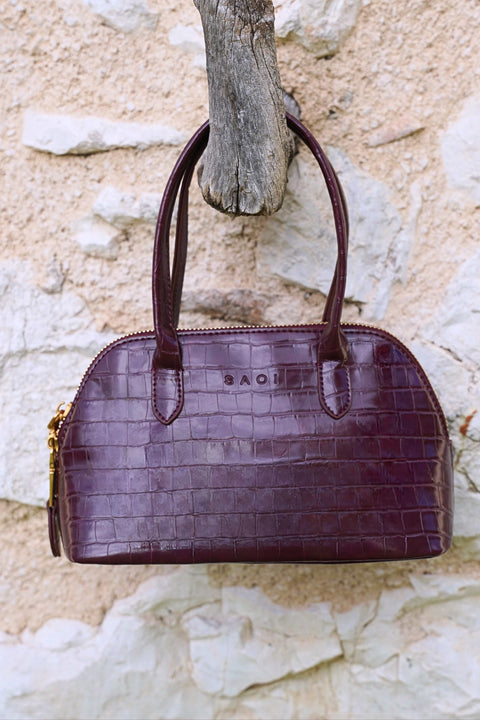 Elsa Bag in Croc Burgundy