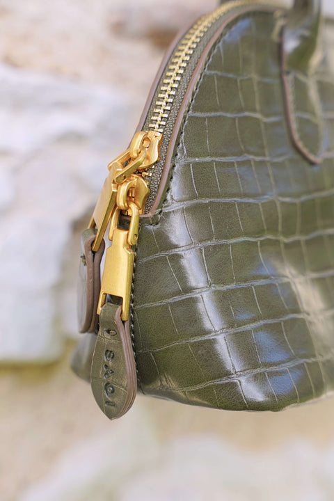 Elsa Bag in Croc Olive