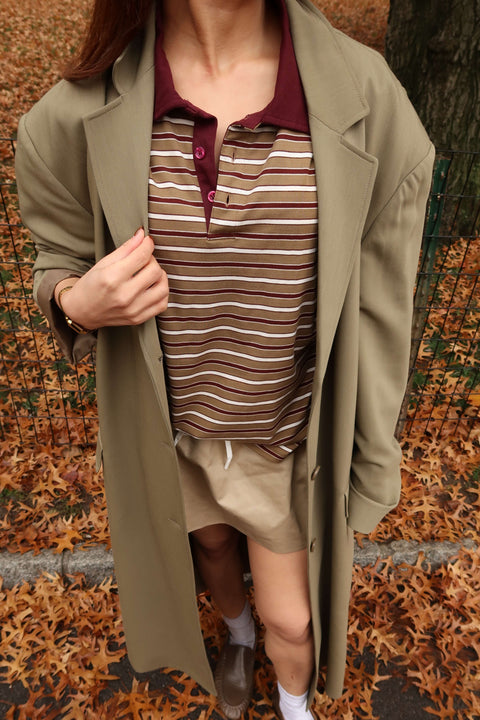 90s Longsleeves Polo in Olive