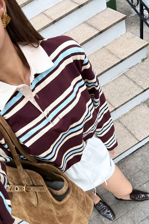 90s Longsleeves Polo in Burgundy