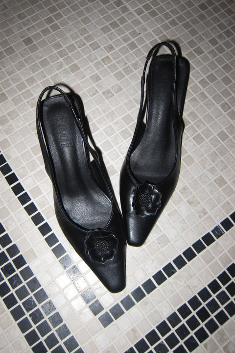 Amelie Slingback Heels in Noir