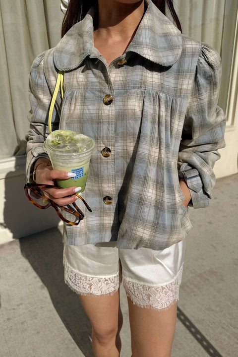 Nineties Trench in Plaid Blue