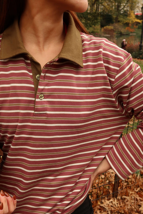 90s Longsleeves Polo in Fig