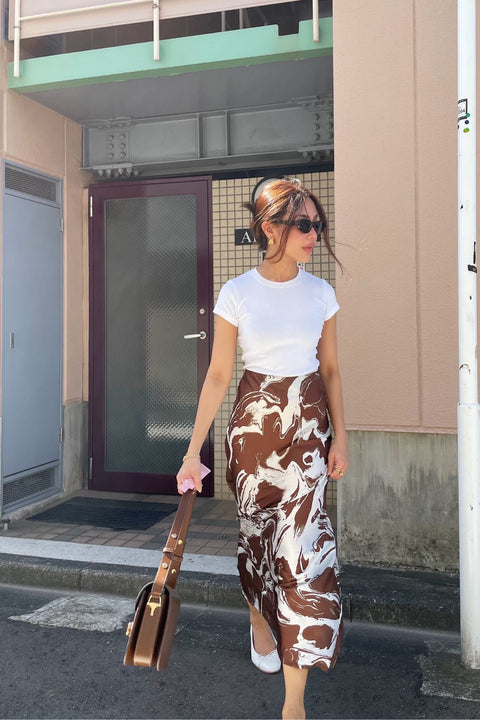 Palermo Maxi Skirt in Saddle Brown