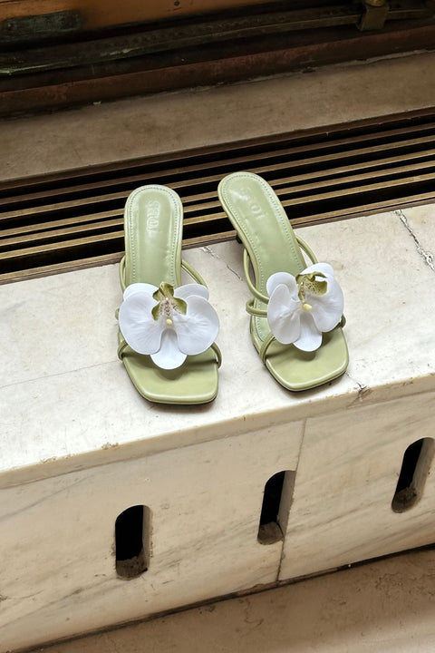 Serena Orchid Heels in Spring Green